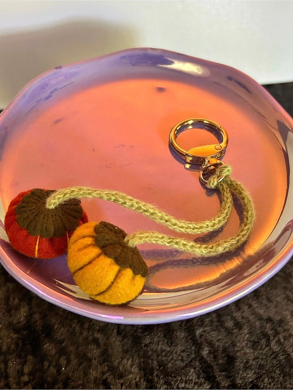 Pumpkin Charm Keychain Orange & Brown